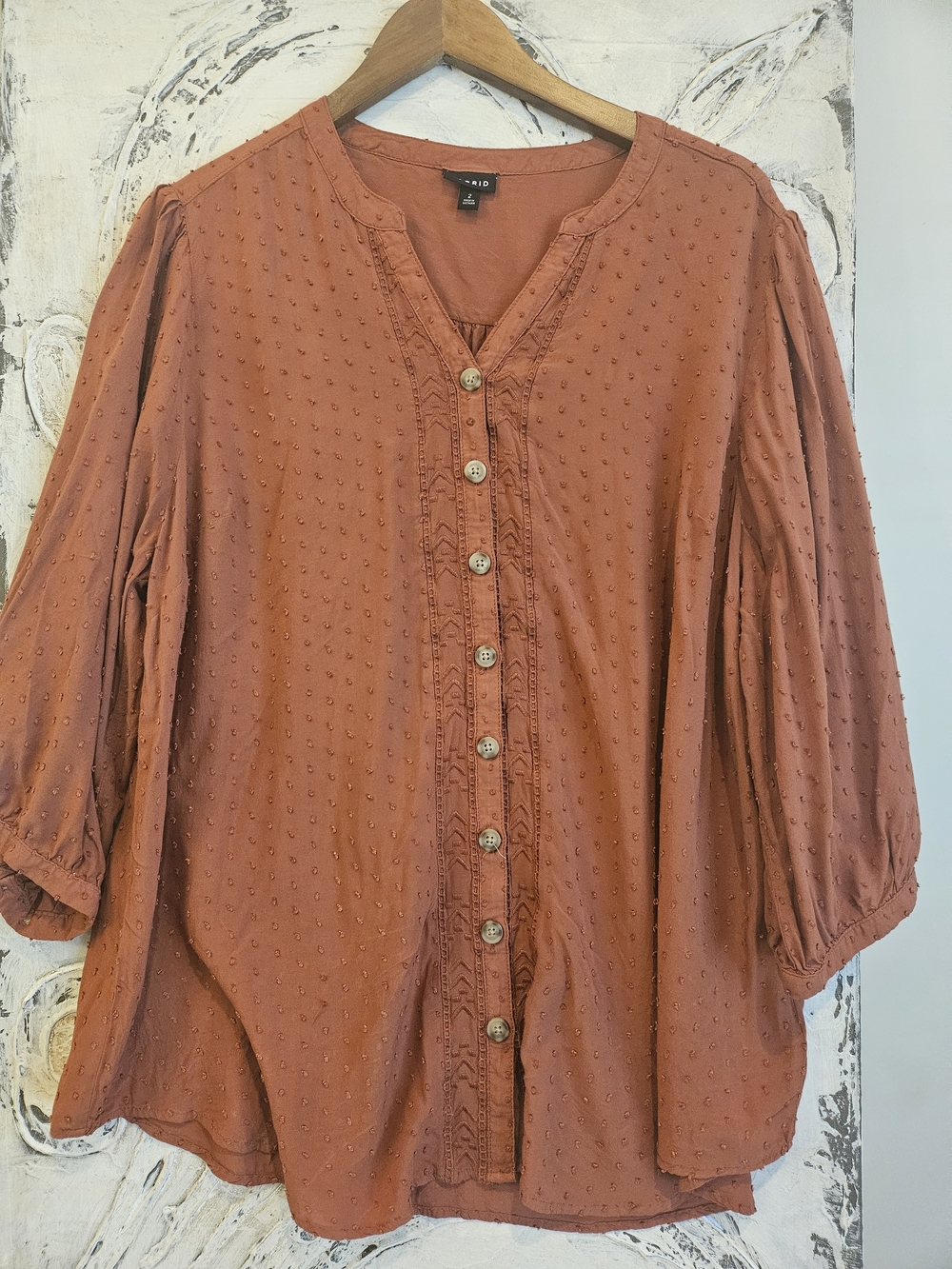 torrid Rust Textured Button-Down Blouse